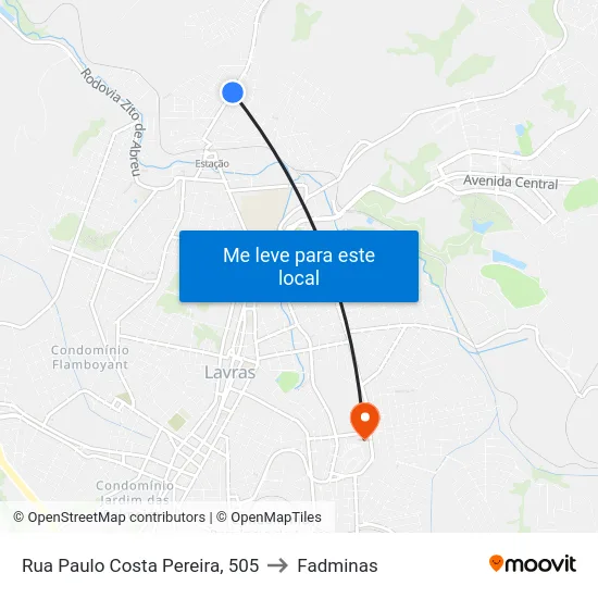 Rua Paulo Costa Pereira, 505 to Fadminas map