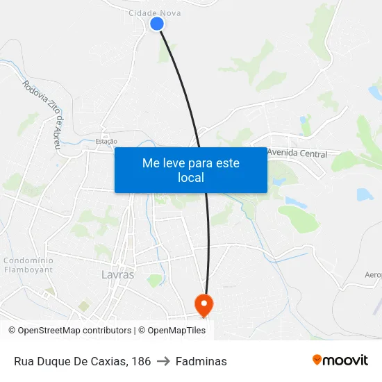 Rua Duque De Caxias, 186 to Fadminas map