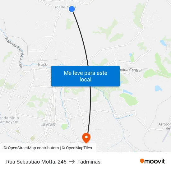 Rua Sebastião Motta, 245 to Fadminas map