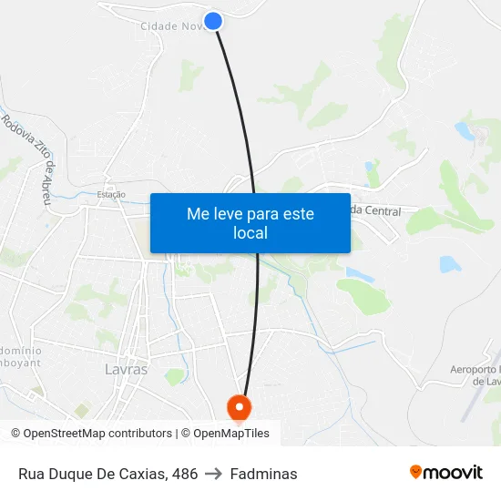 Rua Duque De Caxias, 486 to Fadminas map