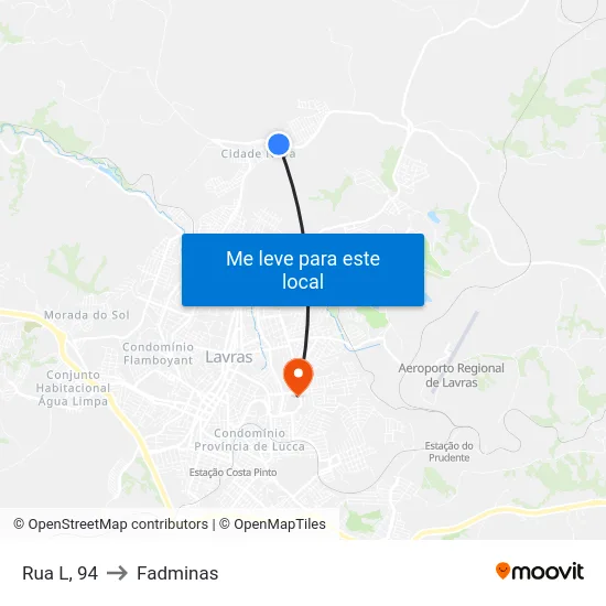 Rua L, 94 to Fadminas map