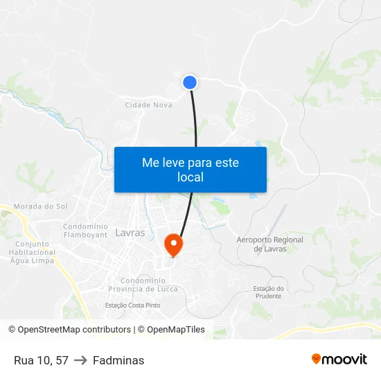Rua 10, 57 to Fadminas map