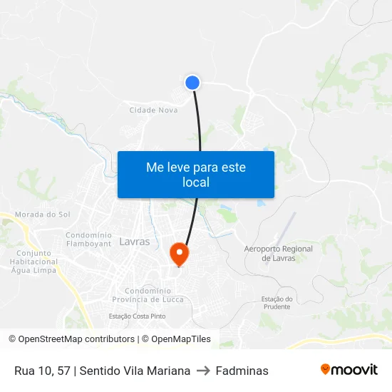 Rua 10, 57 | Sentido Vila Mariana to Fadminas map