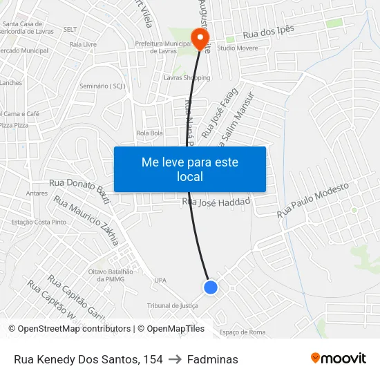 Rua Kenedy Dos Santos, 154 to Fadminas map