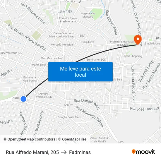 Rua Alfredo Marani, 205 to Fadminas map