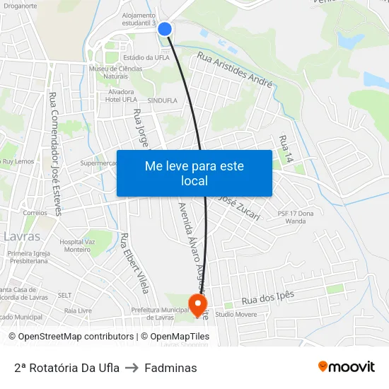 2ª Rotatória Da Ufla to Fadminas map