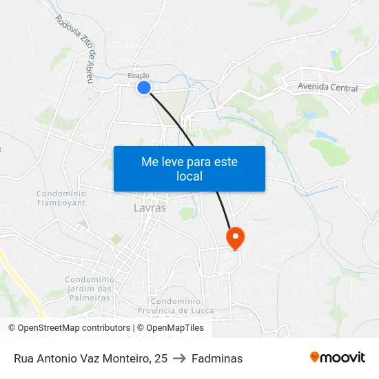 Rua Antonio Vaz Monteiro, 25 to Fadminas map