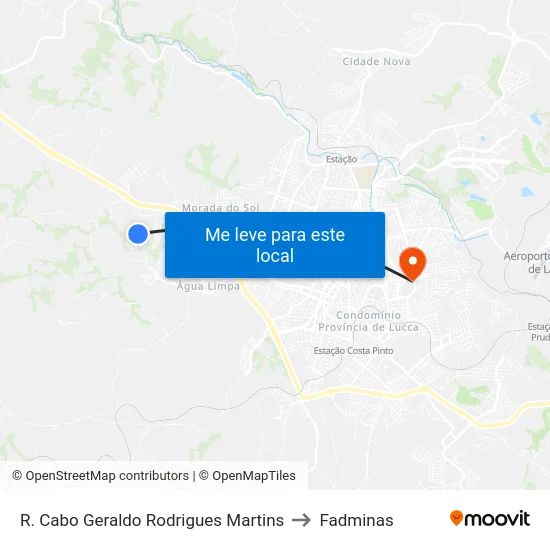 R. Cabo Geraldo Rodrigues Martins to Fadminas map