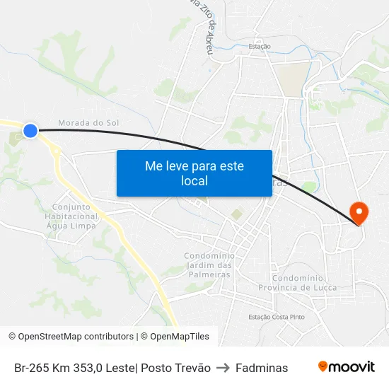 Br-265 Km 353,0 Leste| Posto Trevão to Fadminas map