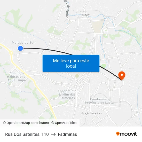 Rua Dos Satélites, 110 to Fadminas map