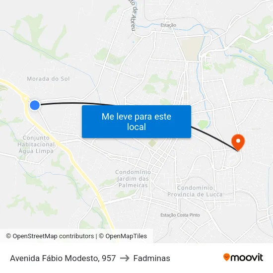 Avenida Fábio Modesto, 957 to Fadminas map