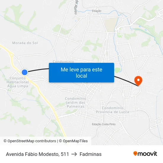 Avenida Fábio Modesto, 511 to Fadminas map