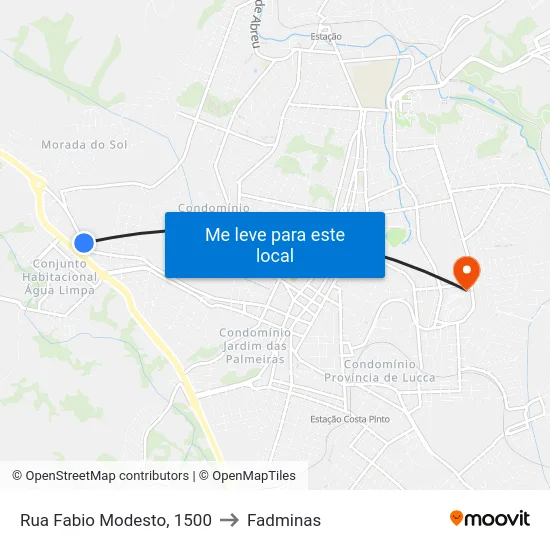 Rua Fabio Modesto, 1500 to Fadminas map