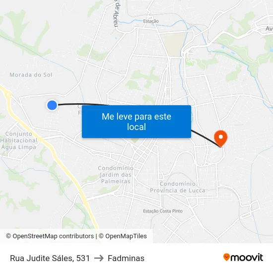 Rua Judite Sáles, 531 to Fadminas map