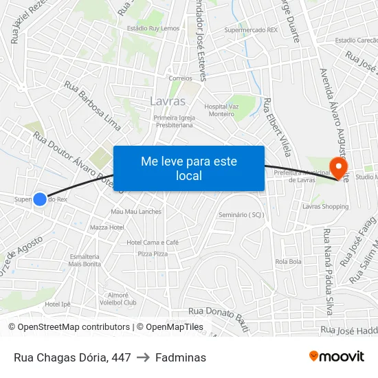Rua Chagas Dória, 447 to Fadminas map
