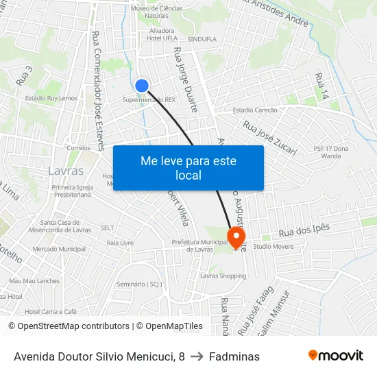 Avenida Doutor Silvio Menicuci, 8 to Fadminas map
