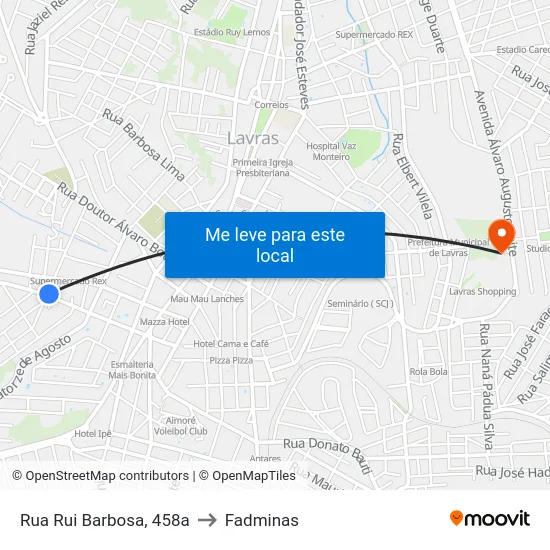 Rua Rui Barbosa, 458a to Fadminas map