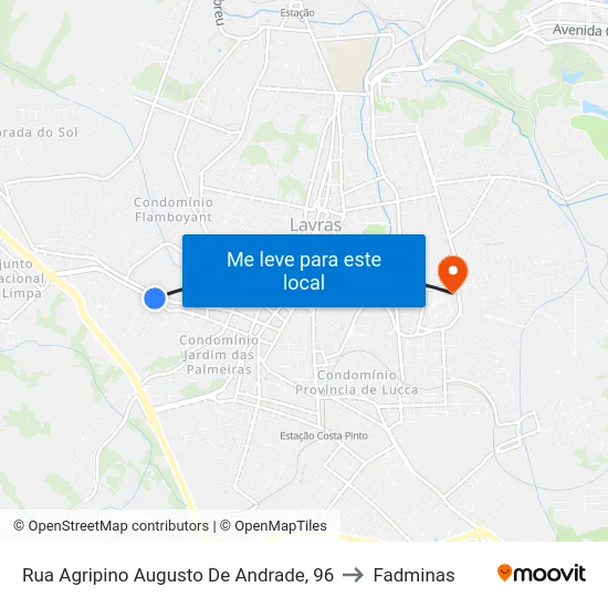 Rua Agripino Augusto De Andrade, 96 to Fadminas map