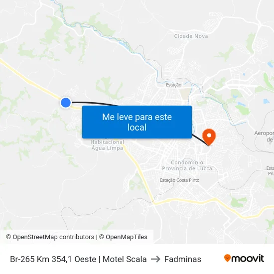 Br-265 Km 354,1 Oeste | Motel Scala to Fadminas map