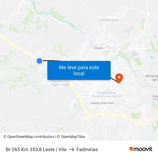 Br-265 Km 353,8 Leste | Vila to Fadminas map