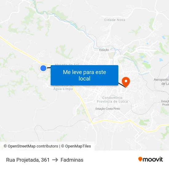 Rua Projetada, 361 to Fadminas map