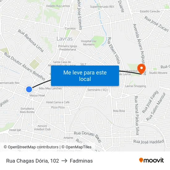 Rua Chagas Dória, 102 to Fadminas map
