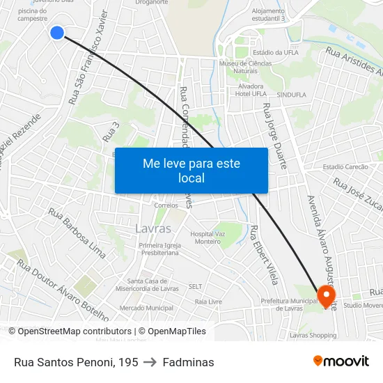 Rua Santos Penoni, 195 to Fadminas map