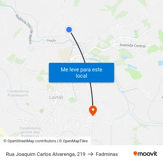 Rua Joaquim Carlos Alvarenga, 219 to Fadminas map
