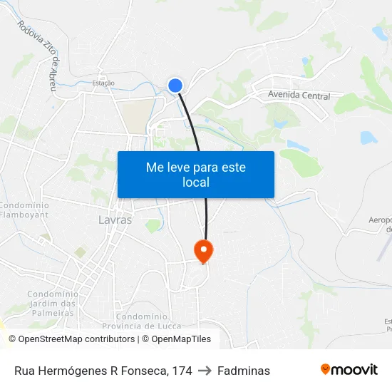 Rua Hermógenes R Fonseca, 174 to Fadminas map