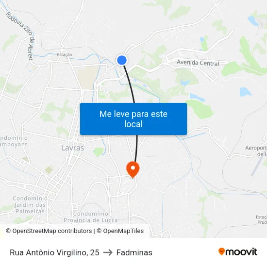 Rua Antônio Virgilino, 25 to Fadminas map
