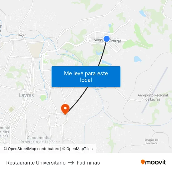 Restaurante Universitário to Fadminas map