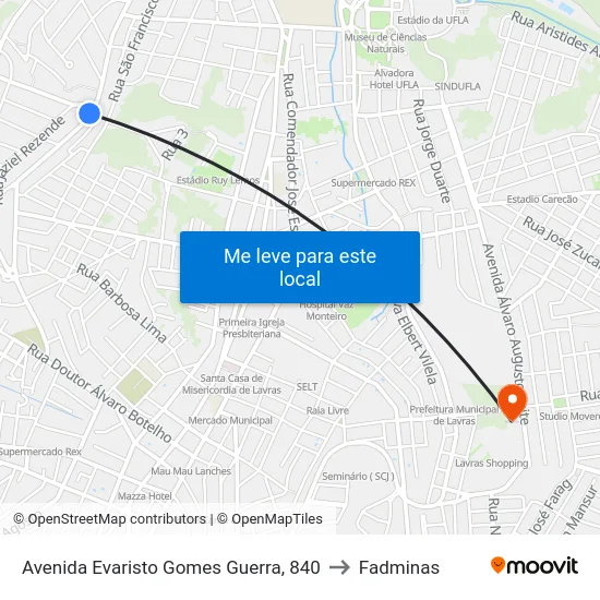 Avenida Evaristo Gomes Guerra, 840 to Fadminas map