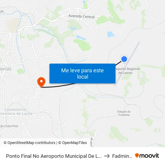 Ponto Final No Aeroporto Municipal De Lavras to Fadminas map