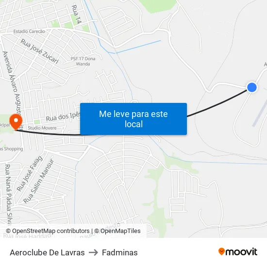 Aeroclube De Lavras to Fadminas map