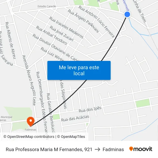 Rua Professora Maria M Fernandes, 921 to Fadminas map