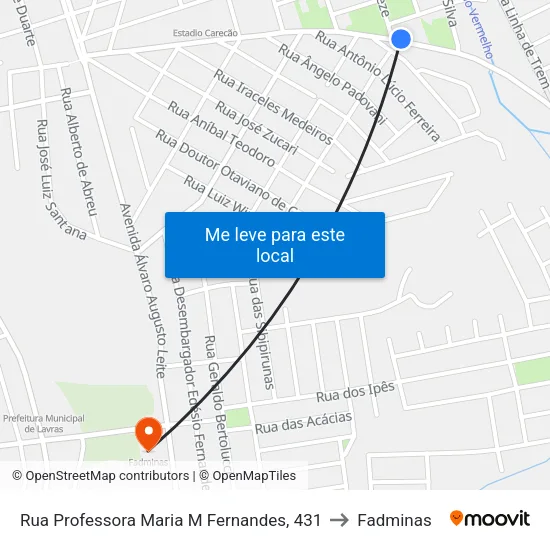 Rua Professora Maria M Fernandes, 431 to Fadminas map