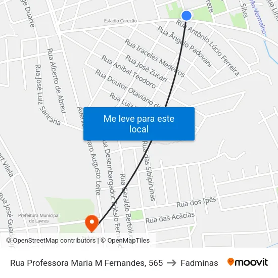 Rua Professora Maria M Fernandes, 565 to Fadminas map