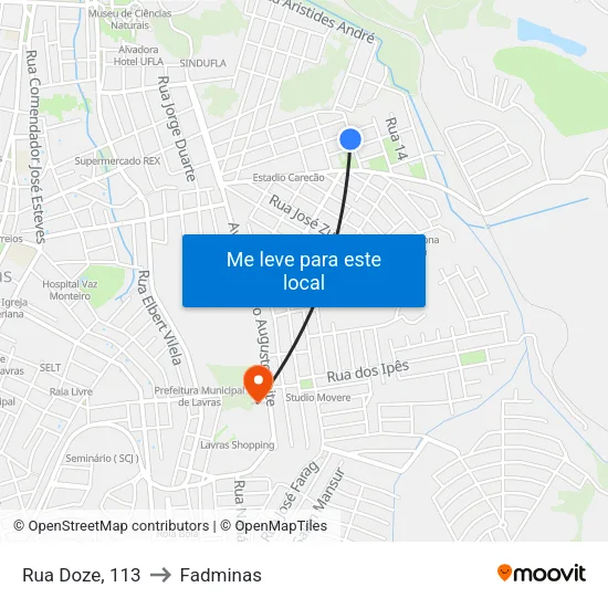 Rua Doze, 113 to Fadminas map