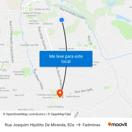 Rua Joaquim Hipólito De Miranda, 82a to Fadminas map