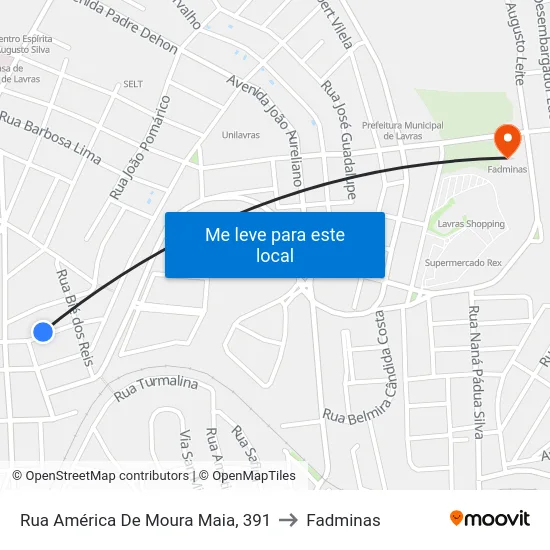 Rua América De Moura Maia, 391 to Fadminas map