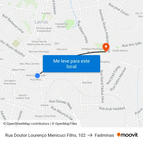Rua Doutor Lourenço Menicuci Filho, 102 to Fadminas map