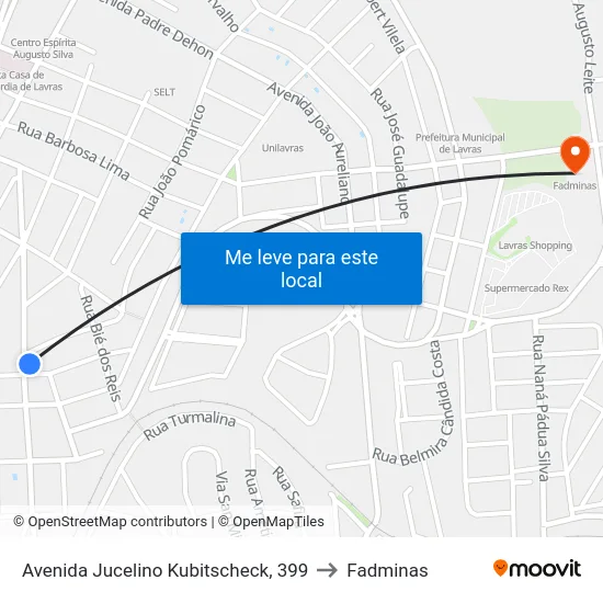 Avenida Jucelino Kubitscheck, 399 to Fadminas map
