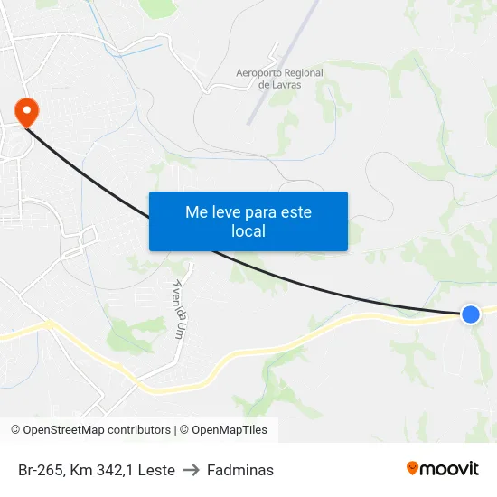 Br-265, Km 342,1 Leste to Fadminas map