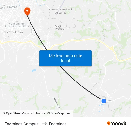 Fadminas Campus I to Fadminas map