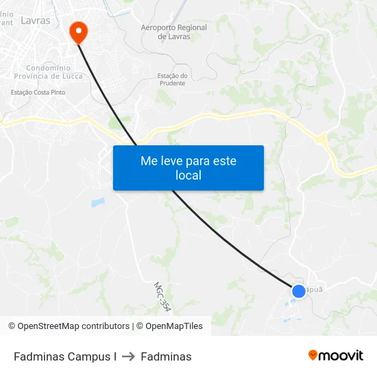 Fadminas Campus I to Fadminas map