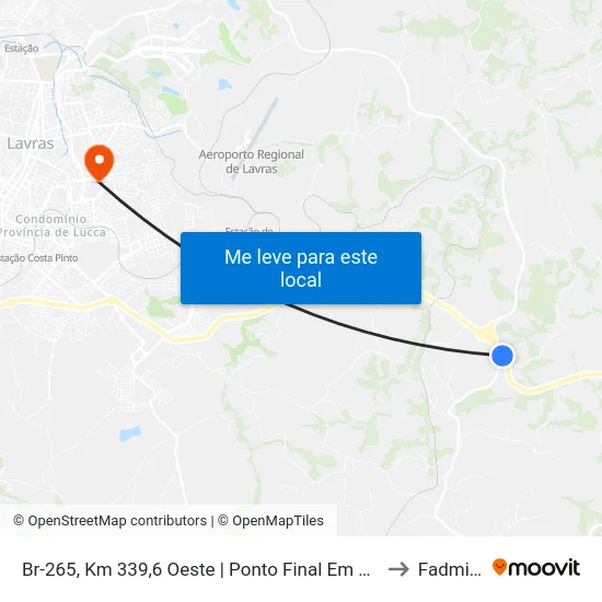 Br-265, Km 339,6 Oeste | Ponto Final Em Metal Lavras to Fadminas map