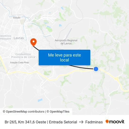 Br-265, Km 341,6 Oeste | Entrada Setorial to Fadminas map