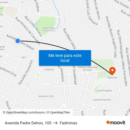 Avenida Padre Dehon, 105 to Fadminas map