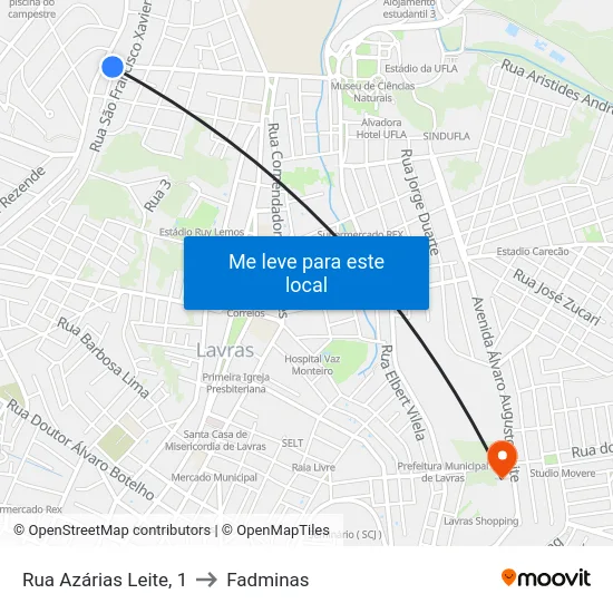 Rua Azárias Leite, 1 to Fadminas map