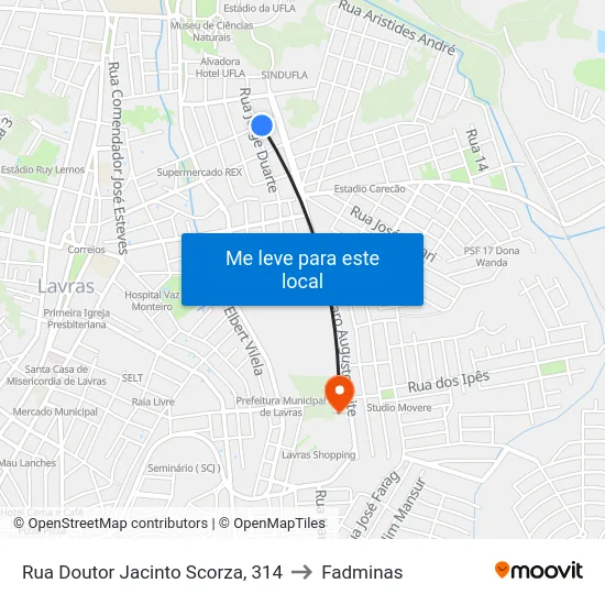 Rua Doutor Jacinto Scorza, 314 to Fadminas map